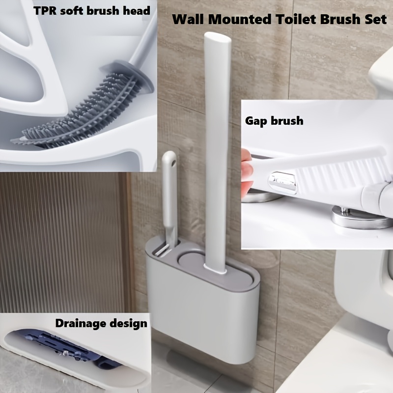 Home Bathroom Organizer - Set Sikat Toilet Gantung Dinding, Sikat