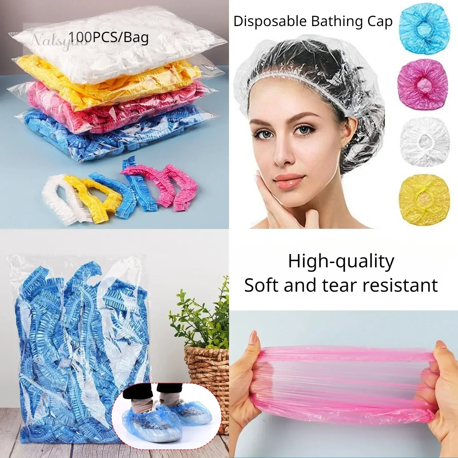 Home Essentials Bathroom Storage - Penutup Kepala Mandi Sekali Pakai, Transparan,
