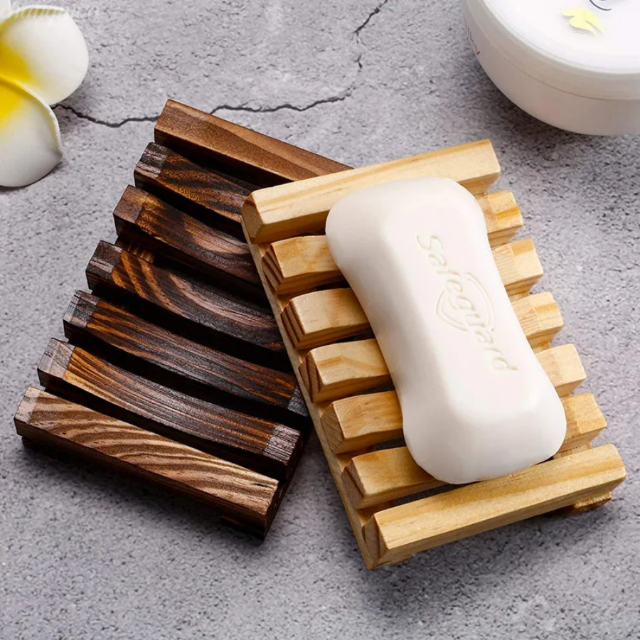 Home Essentials Bathroom Storage - Tempat Sabun Bambu Alami, Rak Kayu
